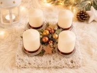 Adventní svícen se 4 svíčkami Elegance – oranžovo-hnědý